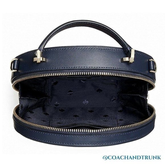 KATE SPADE Traveler Canteen Crossbody Bag Navy Blue Leather Multi Floral NWT - Picture 2 of 9